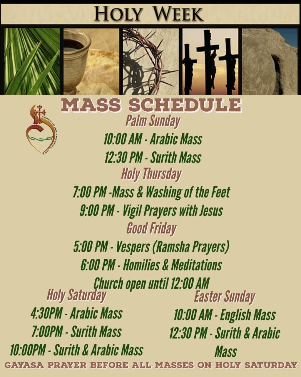 Holy Week and Easter Schedules 2024 Chaldean Diocese of St. Thomas