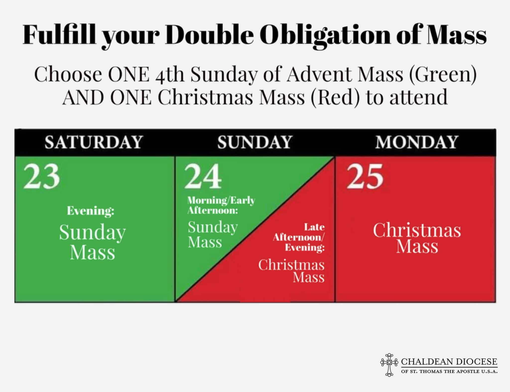 2023/2024 Christmas & New Year's Mass Schedule Chaldean Diocese of St